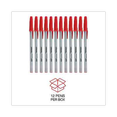Universal Ballpoint Pen, Stick, Medium 1 mm, Red Ink, Gray/Red Barrel, Dozen (UNV27412)