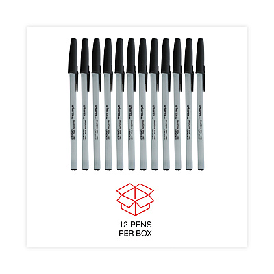 Universal Ballpoint Pen, Stick, Fine 0.7 mm, Black Ink, Gray/Black Barrel, Dozen (UNV27420)
