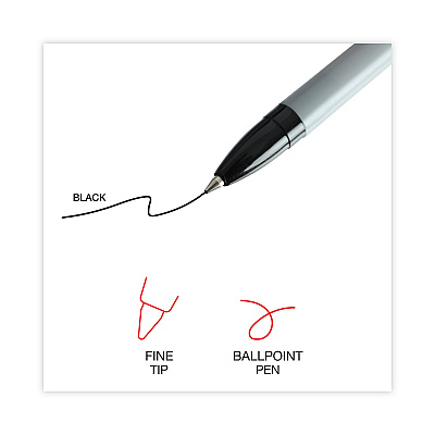 Universal Ballpoint Pen, Stick, Fine 0.7 mm, Black Ink, Gray/Black Barrel, Dozen (UNV27420)