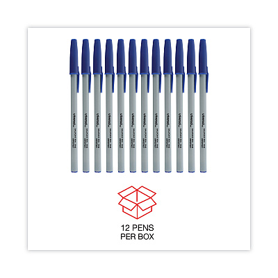 Universal Ballpoint Pen, Stick, Fine 0.7 mm, Blue Ink, Gray/Blue Barrel, Dozen (UNV27421)
