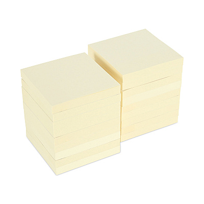 Universal Recycled Self-Stick Note Pads, 3" x 3", Yellow, 100 Sheets/Pad, 18 Pads/Pack (UNV28068)