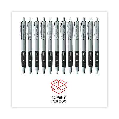 Universal Comfort Grip Gel Pen, Retractable, Medium 0.7 mm, Black Ink, Gray/Black/Silver Barrel, Dozen (UNV39720)