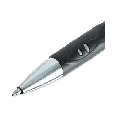 Universal Comfort Grip Gel Pen, Retractable, Medium 0.7 mm, Black Ink, Gray/Black/Silver Barrel, Dozen (UNV39720)