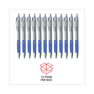 Universal Comfort Grip Gel Pen, Retractable, Medium 0.7 mm, Blue Ink, Gray/Blue/Silver Barrel, Dozen (UNV39721)