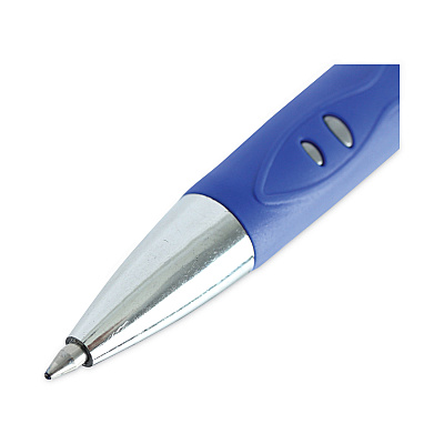 Universal Comfort Grip Gel Pen, Retractable, Medium 0.7 mm, Blue Ink, Gray/Blue/Silver Barrel, Dozen (UNV39721)