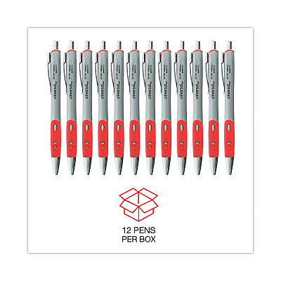 Universal Comfort Grip Gel Pen, Retractable, Medium 0.7 mm, Red Ink, Gray/Red/Silver Barrel, Dozen (UNV39722)