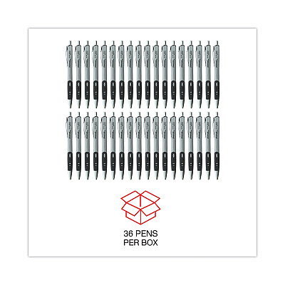 Universal Comfort Grip Gel Pen, Retractable, Medium 0.7 mm, Black Ink, Gray/Black/Silver Barrel, 36/Pack (UNV39724)