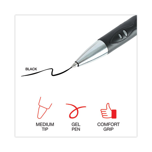 Universal Comfort Grip Gel Pen, Retractable, Medium 0.7 mm, Black Ink, Silver Barrel, 36/Pack (39724)