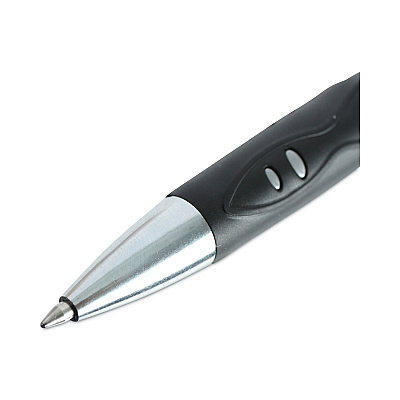 Universal Comfort Grip Gel Pen, Retractable, Medium 0.7 mm, Black Ink, Gray/Black/Silver Barrel, 36/Pack (UNV39724)