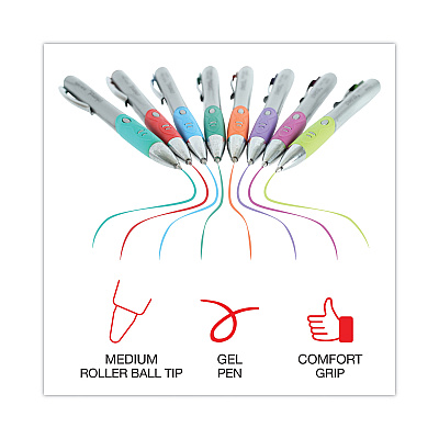 Universal Comfort Grip Gel Pen, Retractable, Medium 0.7 mm, Assorted Ink and Barrel Colors, 8/Pack (UNV39725)