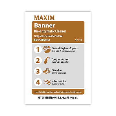 Maxim Banner Bio-Enzymatic Cleaner, Safe-to-Ship, Fresh Scent, 32 oz Bottle, 6/Carton (MLB07120086)
