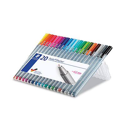 Staedtler Triplus Fineliner Porous Point Pen, Stick, Extra-Fine 0.3 mm, Assorted Ink and Barrel Colors, 20/Pack (STD334SB20A6)