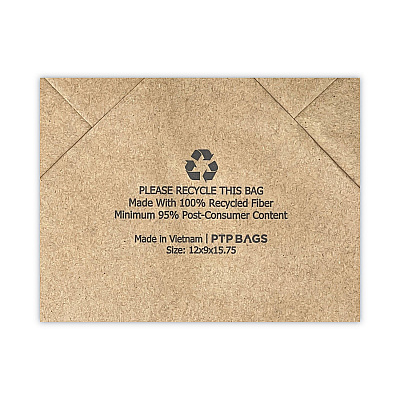 Prime Time Packaging Kraft Paper Bags, Natural Twisted-Paper Handles, Regal Size, 12" x 9" x 15.75", Natural, 200/Carton (PTENK12916)