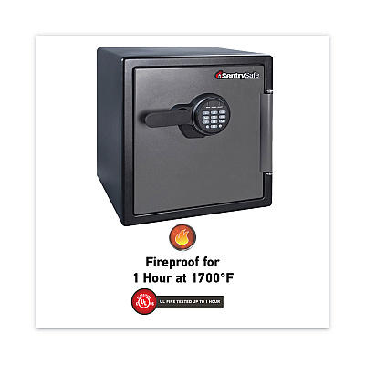 Sentry Safe Fire-Safe with Digital Keypad Access, 1.23 cu ft, 16.38w x 19.38d x 17.88h, Gunmetal (SENSFW123ES)