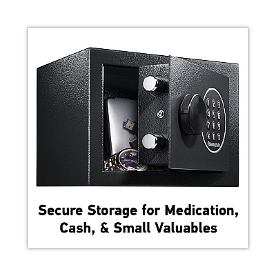 Sentry Safe Electronic Security Safe, 0.14 cu ft, 9w x 6.6d x 6.6h, Black (SENX014E)