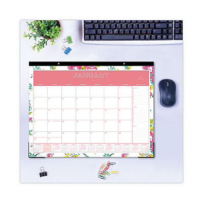 Blue Sky Day Designer Peyton Desk Pad Calendar, Floral Artwork, 22 x 17, Black Binding, Clear Corners, 12-Month (Jan to Dec): 2026 (103631)