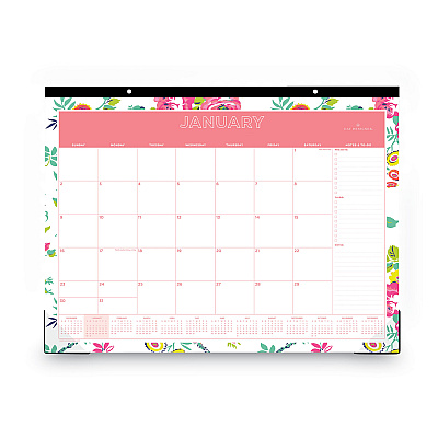 Blue Sky Day Designer Peyton Desk Pad Calendar, Floral Artwork, 22 x 17, Black Binding, Clear Corners, 12-Month (Jan to Dec): 2026 (103631)