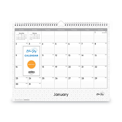 Blue Sky Enterprise Wall Calendar, Geometric Artwork, 15 x 12, White/Gray Sheets, 12-Month (Jan to Dec): 2026 (111292)