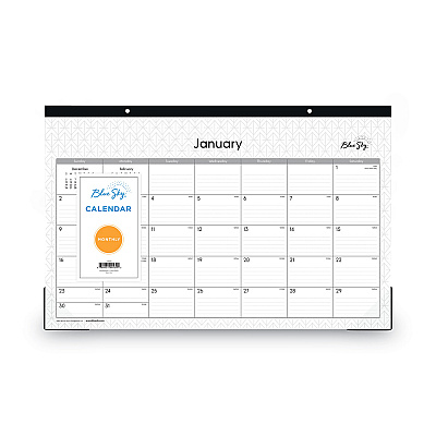 Blue Sky Enterprise Desk Pad, Geometric Artwork, 17 x 11, White/Gray Sheets, Black Binding, Clear Corners, 12-Month (Jan to Dec): 2026 (111293)