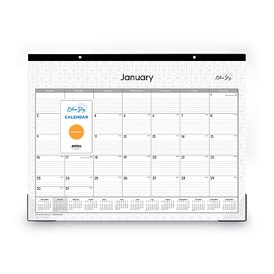 Blue Sky Enterprise Desk Pad, Geometric Artwork, 22 x 17, White/Gray Sheets, Black Binding, Clear Corners, 12-Month (Jan to Dec): 2026 (111294)