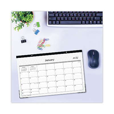 Blue Sky Enterprise Desk Pad, Geometric Artwork, 17 x 11, White/Gray Sheets, Black Binding, Clear Corners, 12-Month (Jan to Dec): 2026 (111293)