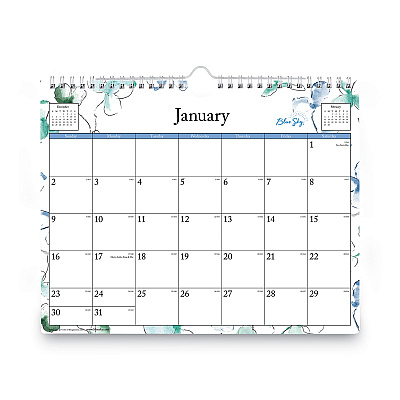 Blue Sky Lindley Wall Calendar, Floral Artwork, 11 x 8.75, White/Multicolor Sheets, 12-Month (Jan to Dec): 2026 (101593)