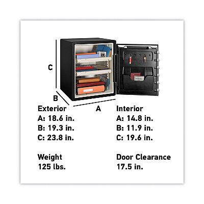 Sentry Safe Fire-Safe with Digital Keypad Access, 2 cu ft, 18.67w x 19.38d x 23.88h, Black (SENSFW205EVB)