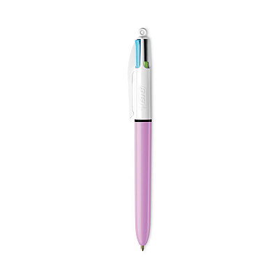 BIC 4-Color Multi-Color Ballpoint Pen, Retractable, Medium 1 mm, Lime/Pink/Purple/Turquoise Ink, Assorted Barrel Colors, 2/Pack (BICAMP21)