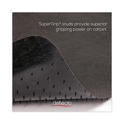 deflecto SuperMat Frequent Use Chair Mat for Medium Pile Carpet, 45 x 53, Rectangular, Black (DEFCM14242BLK)