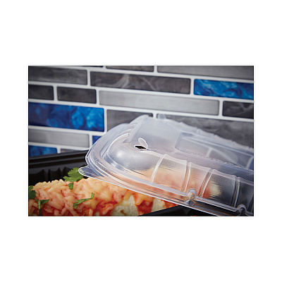 Pactiv Evergreen EarthChoice Entree2Go Takeout Container Vented Lid, 8.67 x 5.75 x 0.98, Clear, Plastic, 300/Carton (PCTYCNV9X6PPDL)