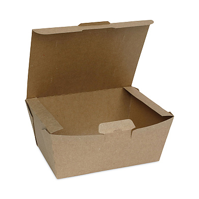 Pactiv Evergreen EarthChoice Tamper Evident OneBox Paper Box, 6.54 x 4.5 x 3.25, Kraft, 160/Carton (PCTNOB03KECTE)