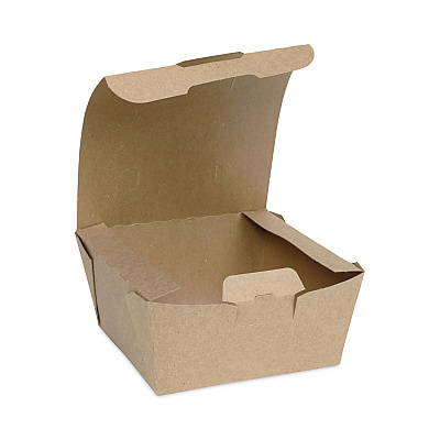 Pactiv Evergreen EarthChoice Tamper Evident OneBox Paper Box, 4.5 x 4.5 x 2.5, Kraft, 312/Carton (PCTNOB01KECTE)
