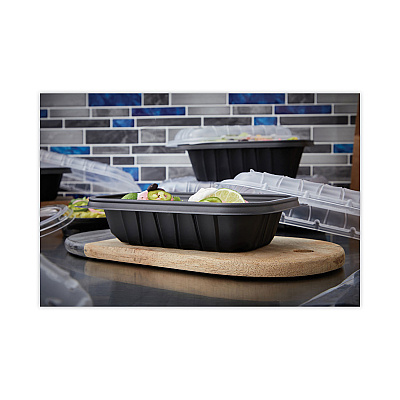 Pactiv Evergreen EarthChoice Entree2Go Takeout Container, 24 oz, 8.66 x 5.75 x 1.97, Black, Plastic, 300/Carton (PCTYCNB9X624000)
