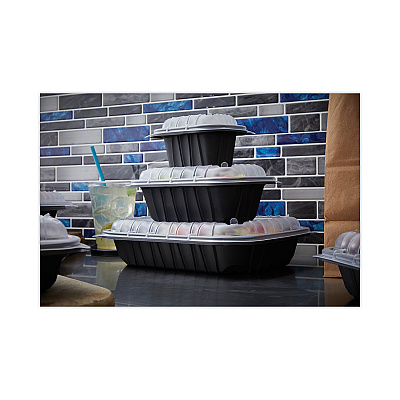 Pactiv Evergreen EarthChoice Entree2Go Takeout Container, 48 oz, 11.75 x 8.75 x 1.61, Black, Plastic, 200/Carton (PCTYCNB12X94800)