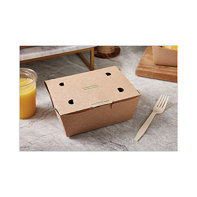Pactiv Evergreen EarthChoice Tamper Evident OneBox Paper Box, 6.54 x 4.5 x 3.25, Kraft, 160/Carton (PCTNOB03KECTE)