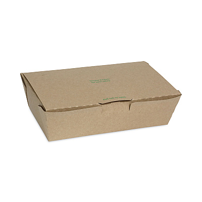 Pactiv Evergreen EarthChoice Tamper Evident OneBox Paper Box, 9.04 x 4.85 x 2.75, Kraft, 162/Carton (PCTNOB04SKECTE)