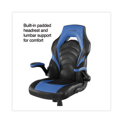 Emerge Vortex Bonded Leather Gaming Chair, Supports Up to 301 lbs, 17.9" to 21.6" Seat Height, Blue/Black, Black Base (EEM51464)