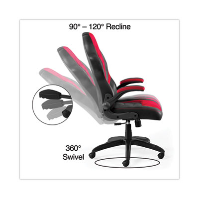 Emerge Vortex Bonded Leather Gaming Chair, Supports Up to 301 lbs, 17.9" to 21.6" Seat Height, Red/Black Back, Black Base (EEM51465)