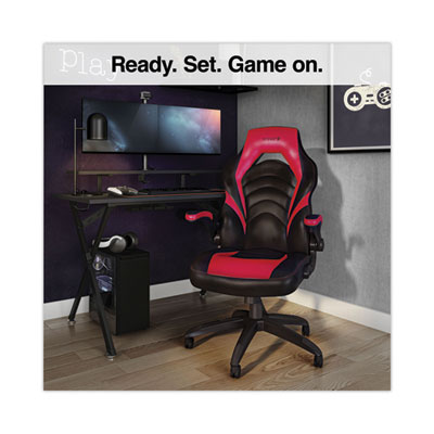 Emerge Vortex Bonded Leather Gaming Chair, Supports Up to 301 lbs, 17.9" to 21.6" Seat Height, Red/Black Back, Black Base (EEM51465)