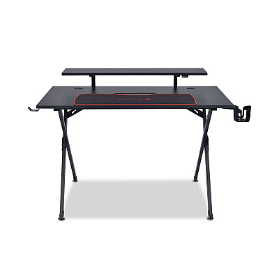 Emerge Vizon Gaming Desk with Raised Monitor Platform and Six-Color LED Lighting Strip, 47.2" x 26.6" x 35", Black (EEM59260)