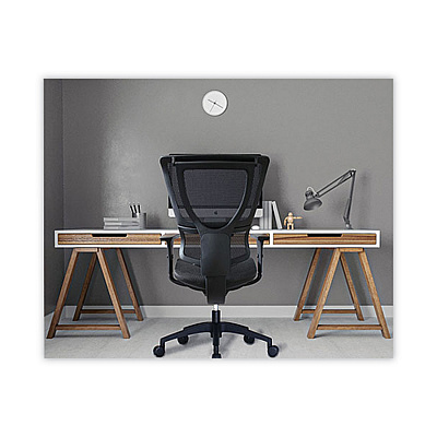 Union & Scale FlexFit 1500TM Mesh Task Chair, Suppports Up to 300 lbs,16.7" to 20.26" Seat Height, Black Seat, Black Back, Black Base (UOS28570CC)