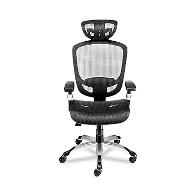Union & Scale FlexFit Hyken Mesh Task Chair, Supports Up to 300 lbs, 17.24" to 20.98" Seat Height, Black Seat, Black Back.Silver Base (UOS59460VCC)