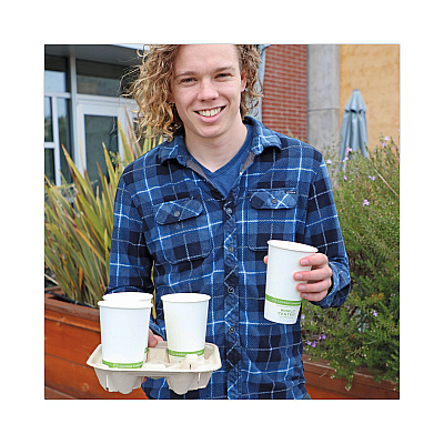 World Centric Fiber Cup Carriers, 8 oz to 22 oz Cups, Four Cups, Natural, 600/Carton (WORCCFB4LF)