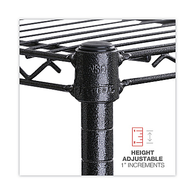 Alera All-Purpose Wire Shelving Starter Kit, Four-Shelf, 60w x 24d x 72h, Black Anthracite Plus (ALESW206024BA)