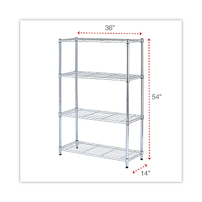 Alera Residential Wire Shelving, Four-Shelf, 36w x 14d x 54h, Silver (ALESW843614SR)