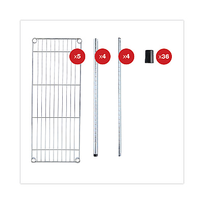 Alera Residential Wire Shelving, Four-Shelf, 36w x 14d x 54h, Silver (ALESW843614SR)