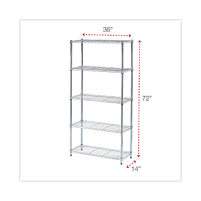Alera Residential Wire Shelving, Five-Shelf, 36w x 14d x 72h, Silver (ALESW853614SR)