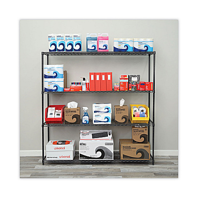 Alera BA Plus Wire Shelving Kit, Four-Shelf, 72w x 18d x 72h, Black Anthracite Plus (ALESW207218BA)