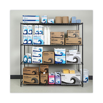 Alera BA Plus Wire Shelving Kit, Four-Shelf, 72w x 24d x 72h, Black Anthracite Plus (ALESW207224BA)