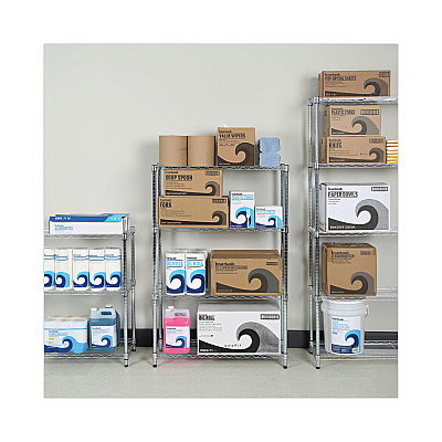 Alera Residential Wire Shelving, Four-Shelf, 36w x 14d x 54h, Silver (ALESW843614SR)